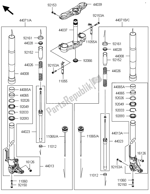 Todas las partes para Tenedor Frontal de Kawasaki Z 1000 ABS 2013