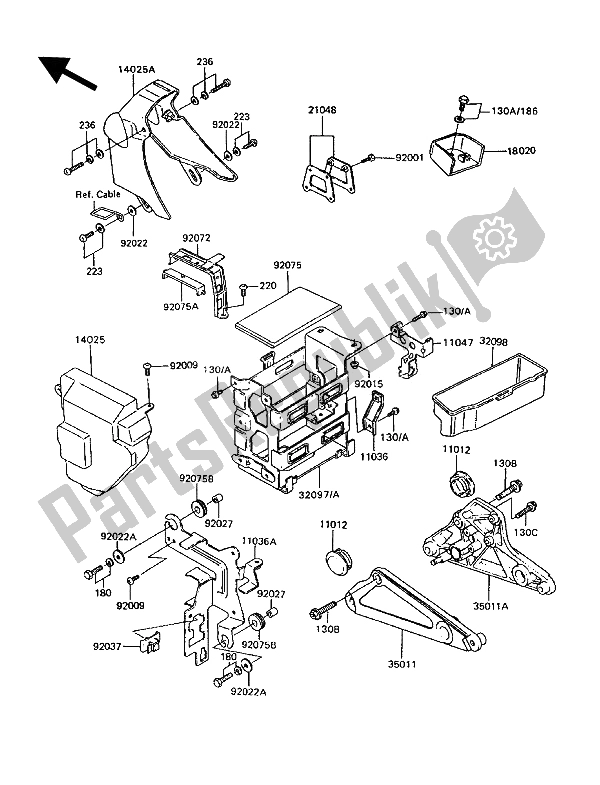 Alle onderdelen voor de Batterijhouder van de Kawasaki GT 750 1994