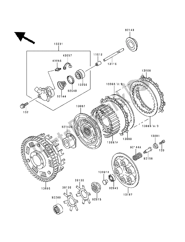 All parts for the Clutch of the Kawasaki Ninja ZX9R 900 1994