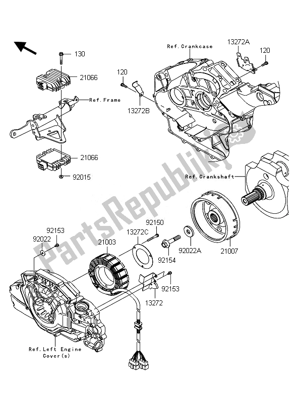 Todas as partes de Gerador do Kawasaki VN 1700 Classic ABS 2010