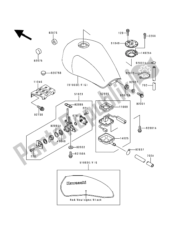 All parts for the Fuel Tank of the Kawasaki Zephyr 750 1994