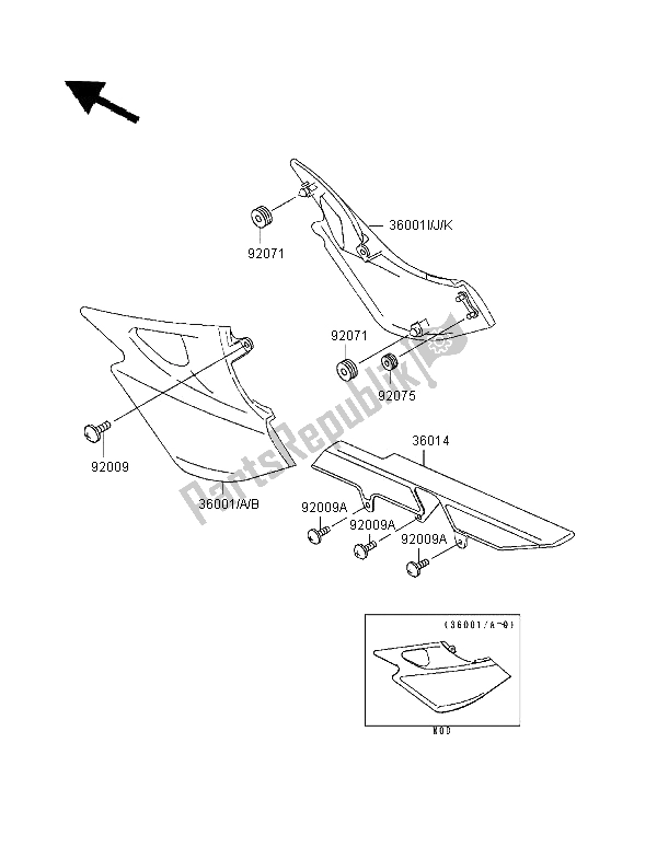 Toutes les pièces pour le Couvercles Latéraux Et Couvre Chaîne du Kawasaki ER 5 500 1997