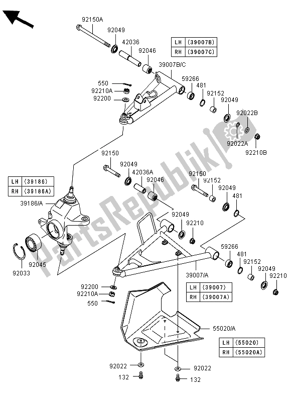 Todas las partes para Suspensión Delantera de Kawasaki KVF 650 4X4 2012