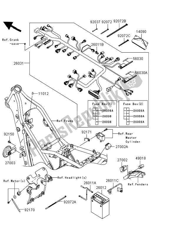 All parts for the Chassis Electrical Equipment of the Kawasaki KLX 250 2013