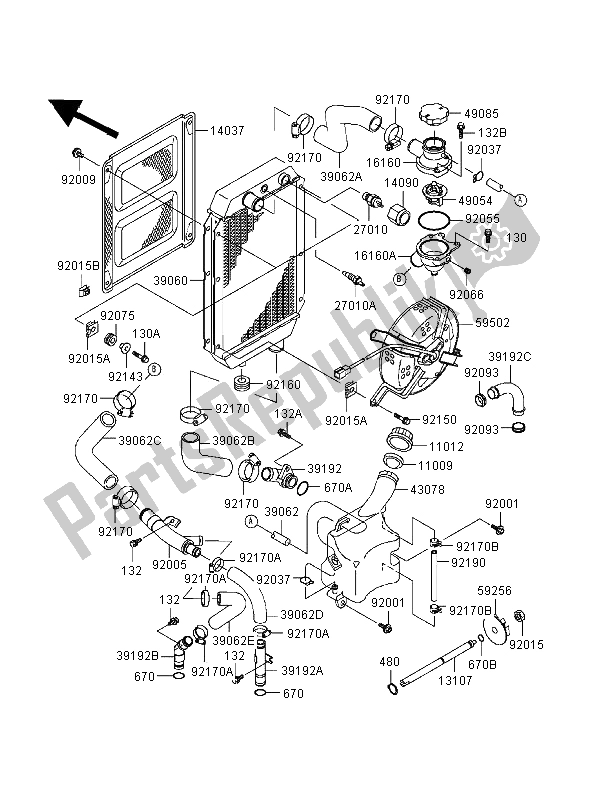 All parts for the Radiator of the Kawasaki VN 800 Classic 1998