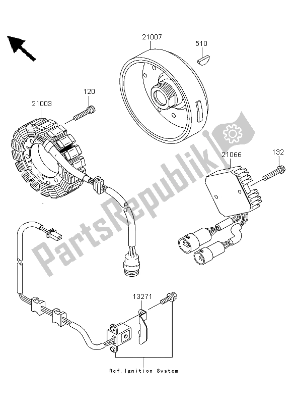 All parts for the Generator of the Kawasaki KVF 360 2003