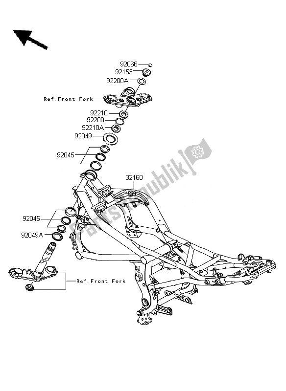 Todas las partes para Marco de Kawasaki ER 6N ABS 650 2011