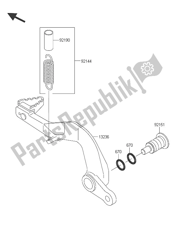 Tutte le parti per il Pedale Del Freno del Kawasaki KX 85 SW 2016