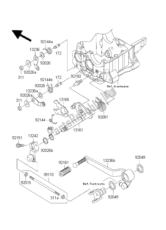 Todas as partes de Mecanismo De Mudança De Marcha do Kawasaki ZRX 1200R 2001