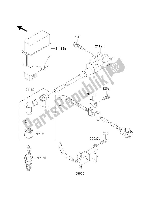 All parts for the Ignition System of the Kawasaki KVF 300 2001