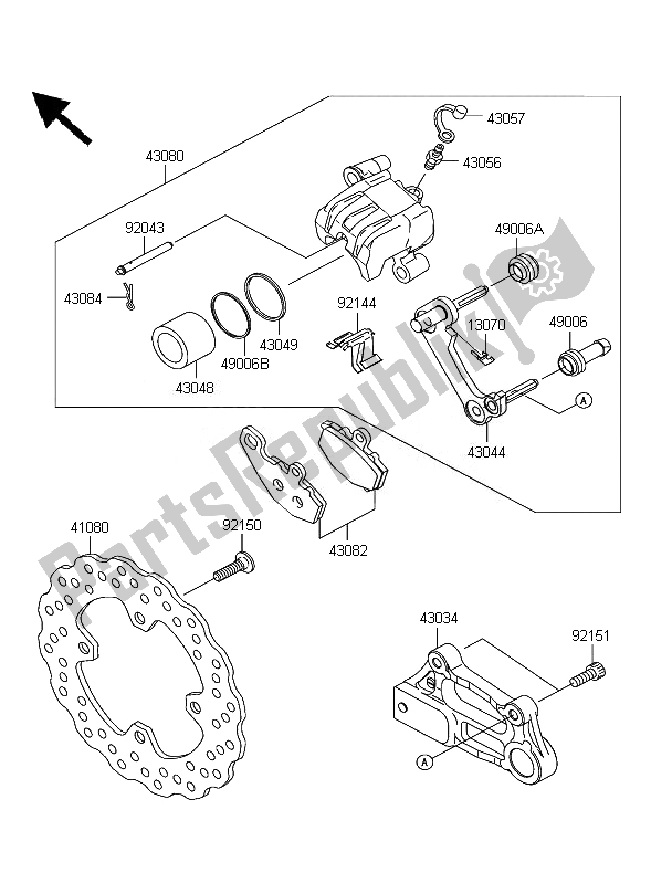 All parts for the Rear Brake of the Kawasaki Ninja ZX 10R 1000 2007