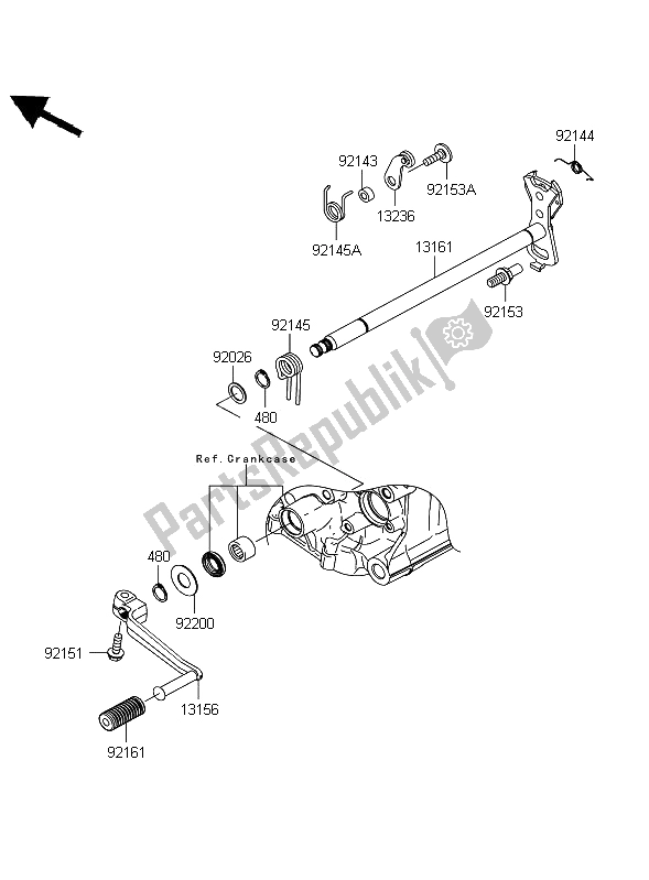 All parts for the Gear Change Mechanism of the Kawasaki ZZR 1400 ABS 2008