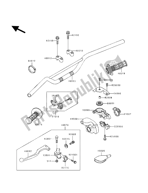 All parts for the Handlebar of the Kawasaki KX 125 1993