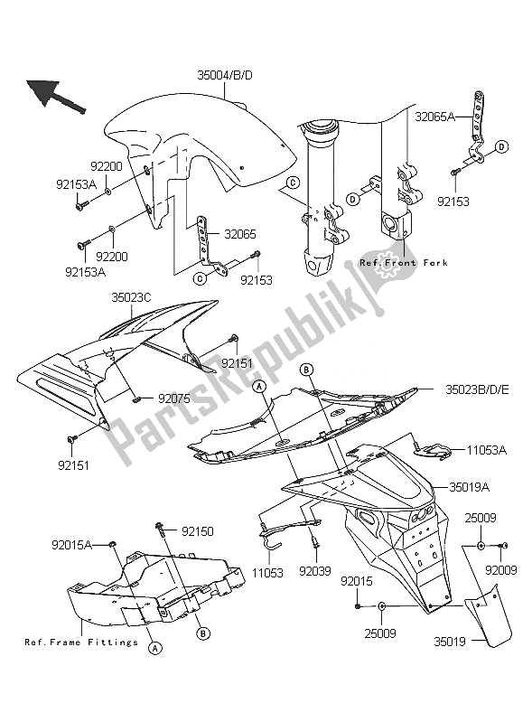 Toutes les pièces pour le Ailes du Kawasaki Z 750 2005