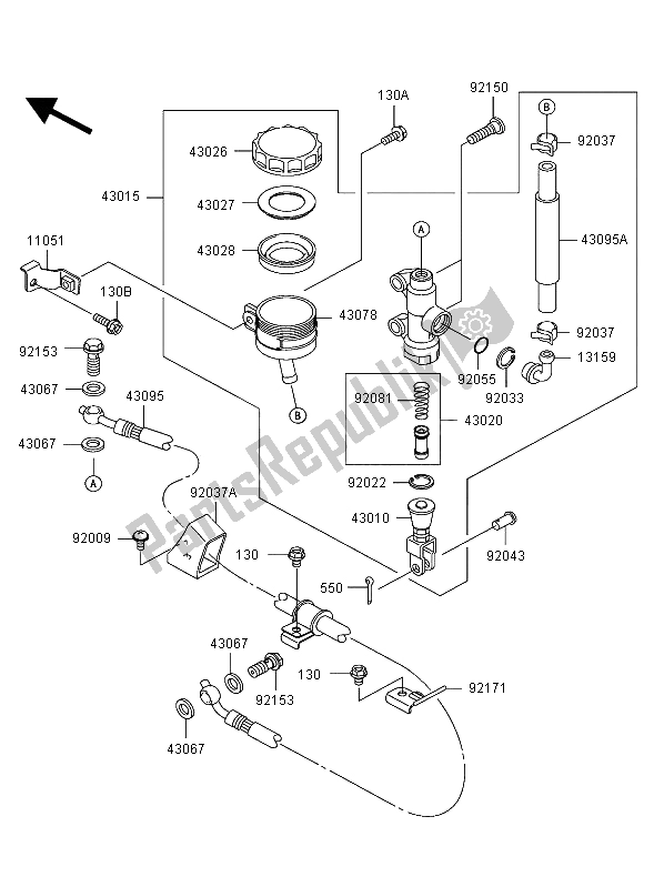 Tutte le parti per il Pompa Freno Posteriore del Kawasaki Ninja ZX 12R 1200 2003