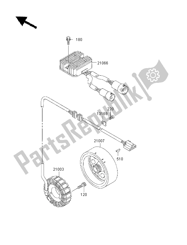 All parts for the Generator of the Kawasaki KVF 400 4X4 2000
