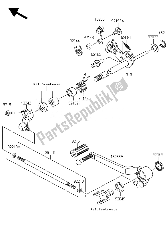 All parts for the Gear Change Mechanism of the Kawasaki Z 750 ABS 2007