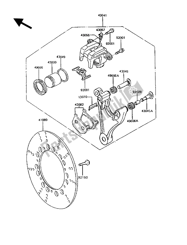 All parts for the Rear Brake of the Kawasaki GT 750 1994