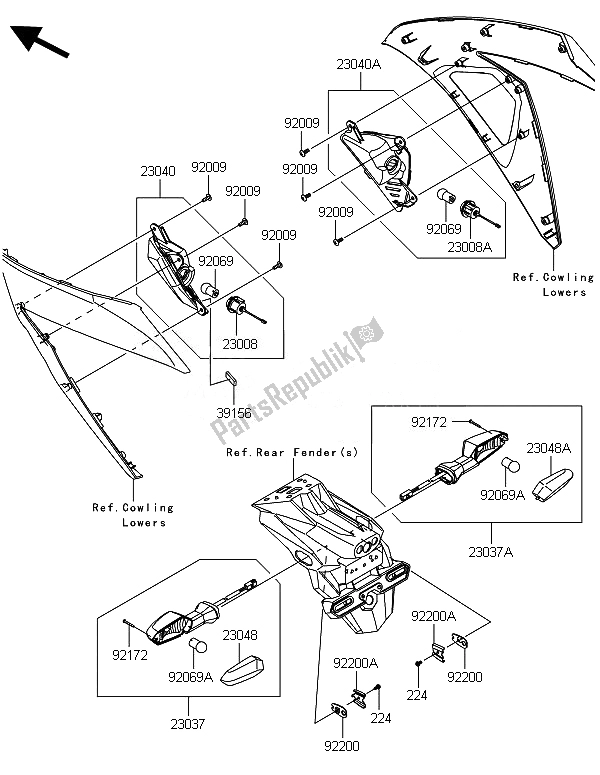 Todas las partes para Señales De Giro de Kawasaki Ninja 300 ABS 2014