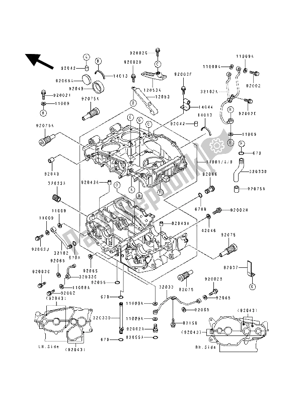 Toutes les pièces pour le Carter du Kawasaki KLE 500 1994