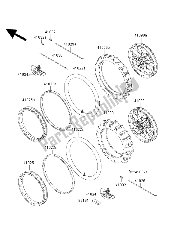 Todas las partes para Llantas de Kawasaki KX 250 2001