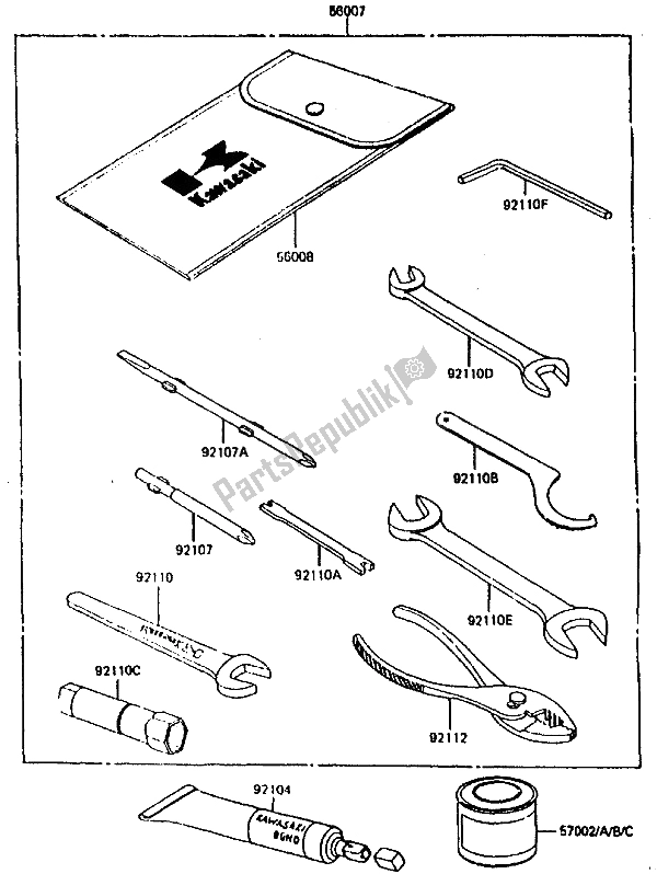 Toutes les pièces pour le Outil du Kawasaki KLR 600 1985