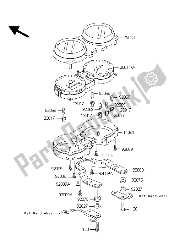 All parts for the Meter of the Kawasaki W 650 2004