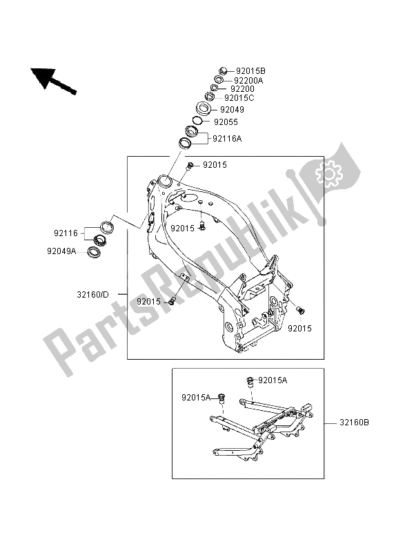 All parts for the Frame of the Kawasaki ZXR 750 1995