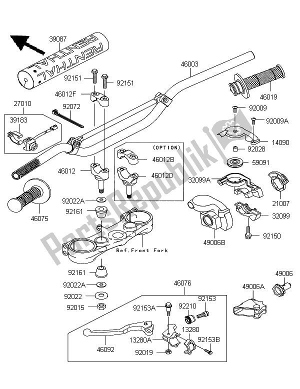 Todas las partes para Manillar de Kawasaki KX 250 2006