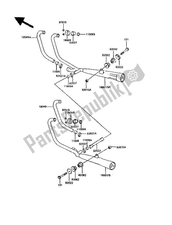 Toutes les pièces pour le Silencieux (s) du Kawasaki GPZ 550 1985