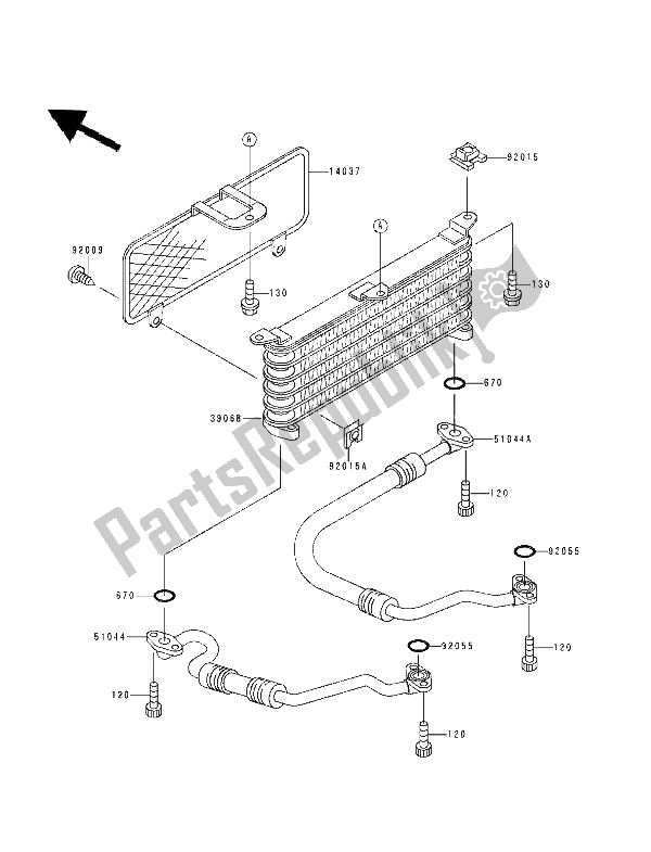 Tutte le parti per il Radiatore Dell'olio del Kawasaki ZXR 400 1994