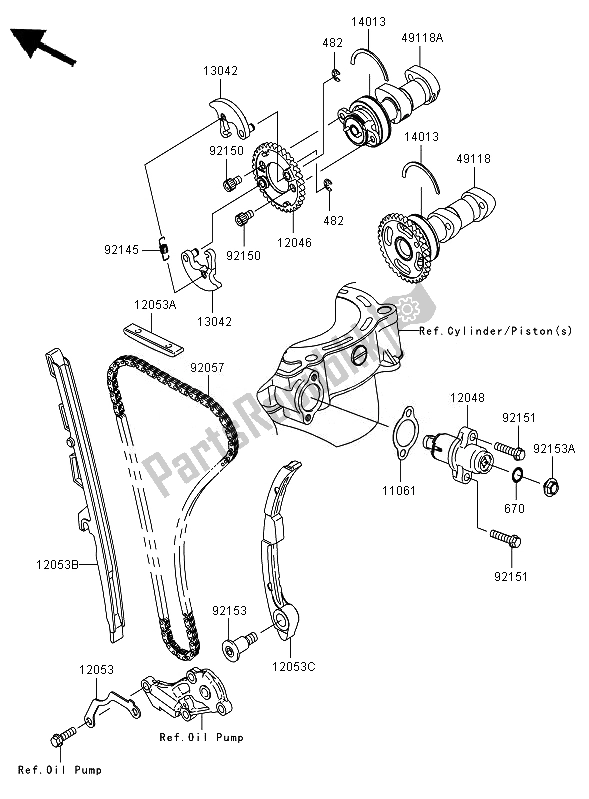 Toutes les pièces pour le Arbre à Cames Et Tendeur du Kawasaki KX 450F 2007