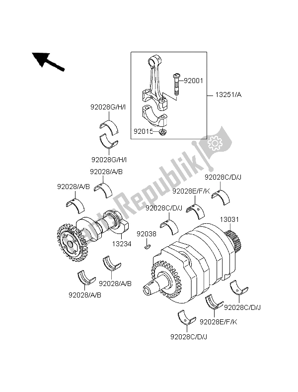 All parts for the Crankshaft of the Kawasaki EL 252 1996