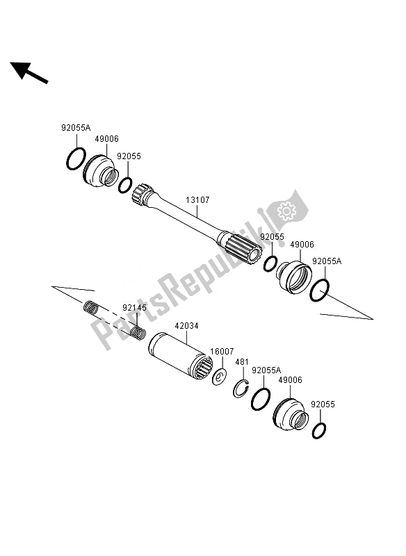 All parts for the Drive Shaft & Propeller of the Kawasaki KVF 360 4X4 2010