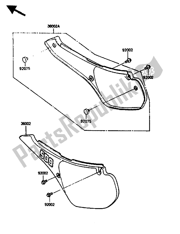 Toutes les pièces pour le Couvercle Latéral du Kawasaki KX 500 1986