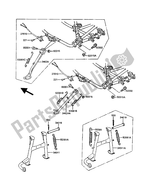 Wszystkie części do Stojak (y) Kawasaki GT 550 1987