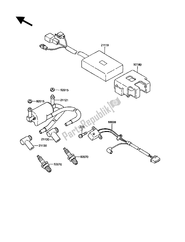 Tutte le parti per il Bobina Di Accensione del Kawasaki KR 1 250 1990