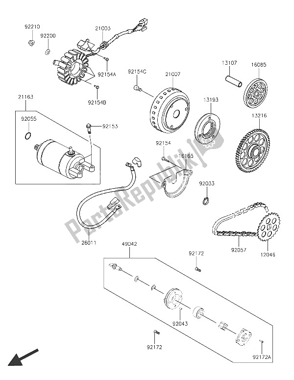 All parts for the Generator of the Kawasaki J 300 2016