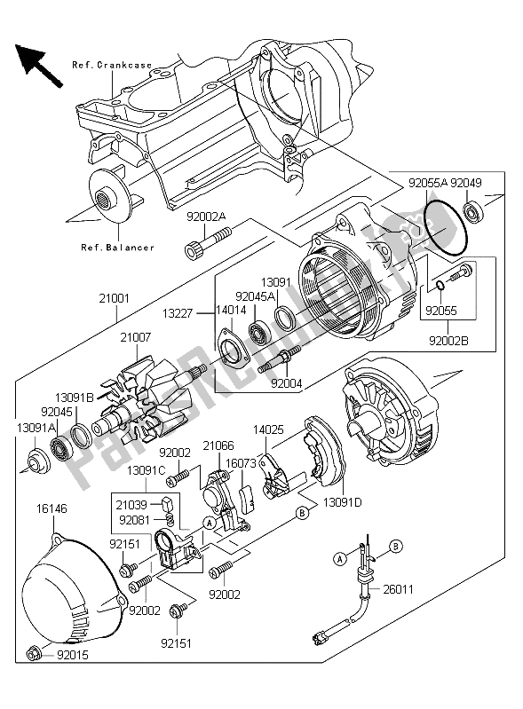 Todas as partes de Gerador do Kawasaki ZRX 1200R 2006