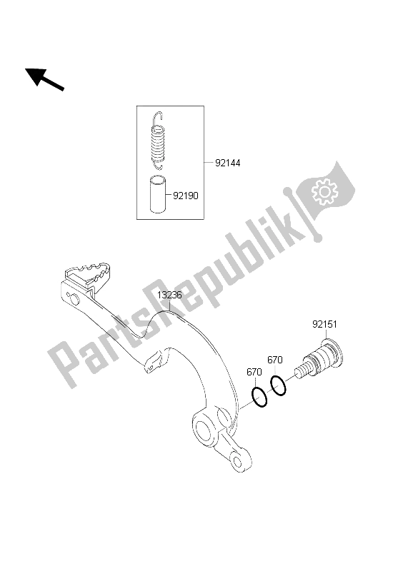 All parts for the Brake Pedal of the Kawasaki KX 125 2004