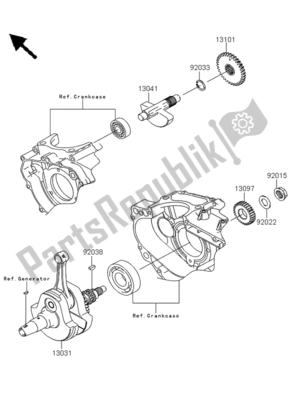 Tutte le parti per il Albero A Gomiti del Kawasaki KLX 250 2010