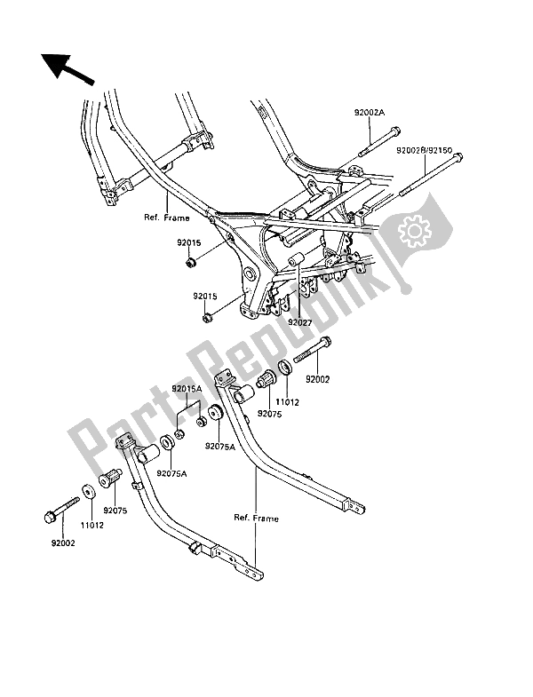 All parts for the Frame Fittings of the Kawasaki GPZ 600R 1989