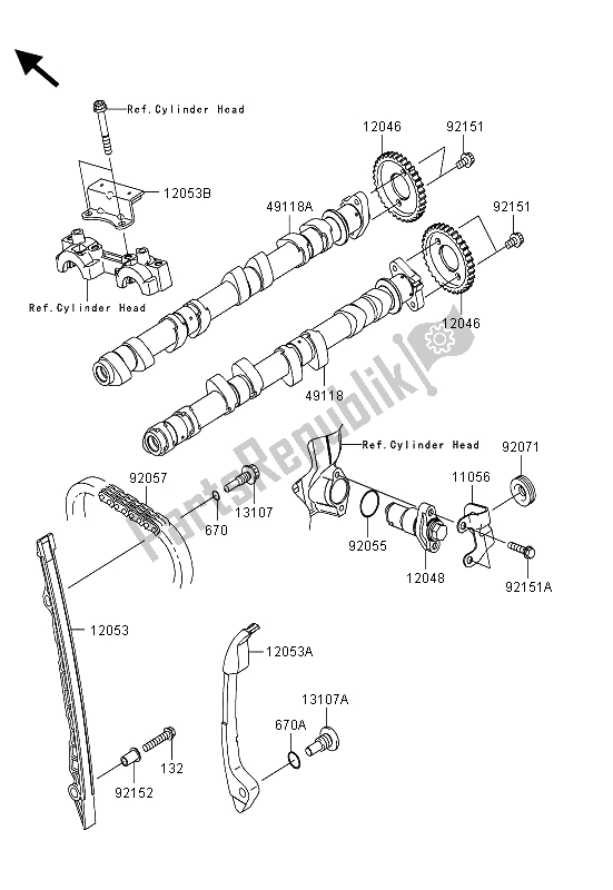 All parts for the Camshaft(s) & Tensioner of the Kawasaki Z 1000 SX ABS 2013