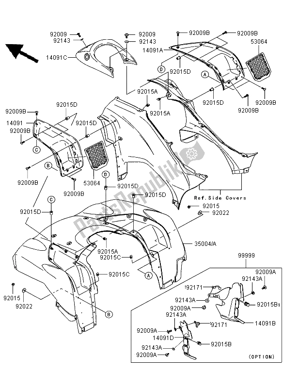 All parts for the Front Fender of the Kawasaki KVF 750 4X4 2006