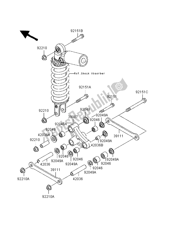 All parts for the Suspension of the Kawasaki Ninja ZX 9R 900 1998