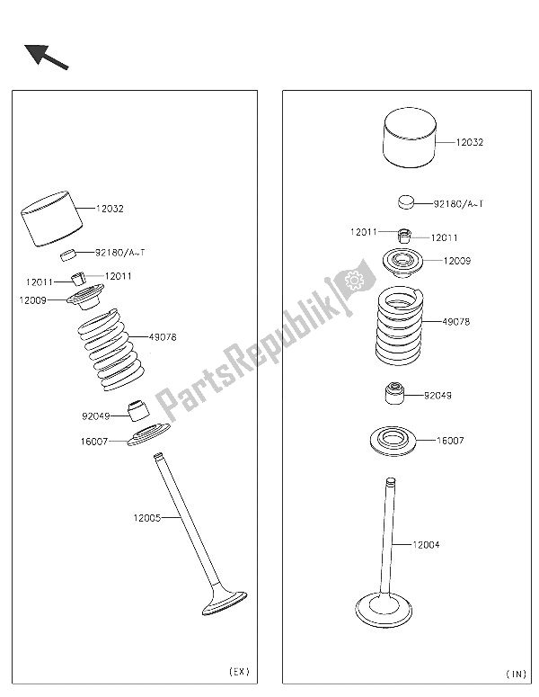 All parts for the Valve(s) of the Kawasaki Z 250 SL 2016