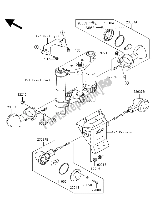 Toutes les pièces pour le Clignotants du Kawasaki VN 1600 Mean Streak 2006