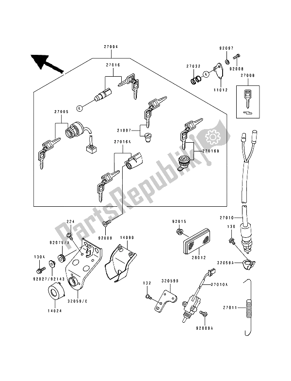 Tutte le parti per il Interruttore Di Accensione del Kawasaki Estrella 250 1994