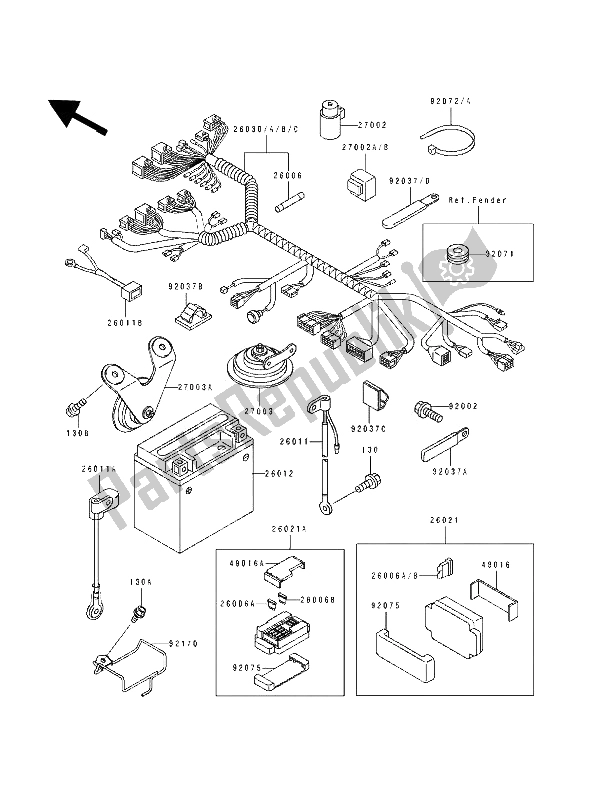 Tutte le parti per il Equipaggiamento Elettrico Del Telaio del Kawasaki ZXR 750 1993