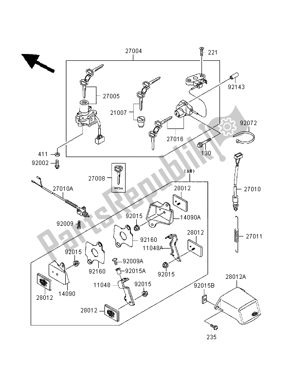 All parts for the Ignition Switch of the Kawasaki Ninja ZX 9R 900 1995
